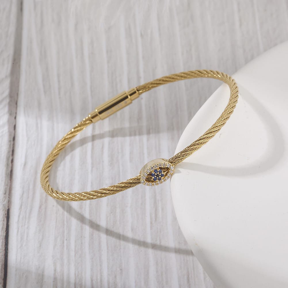Cable Wire Evil Eye Bracelet