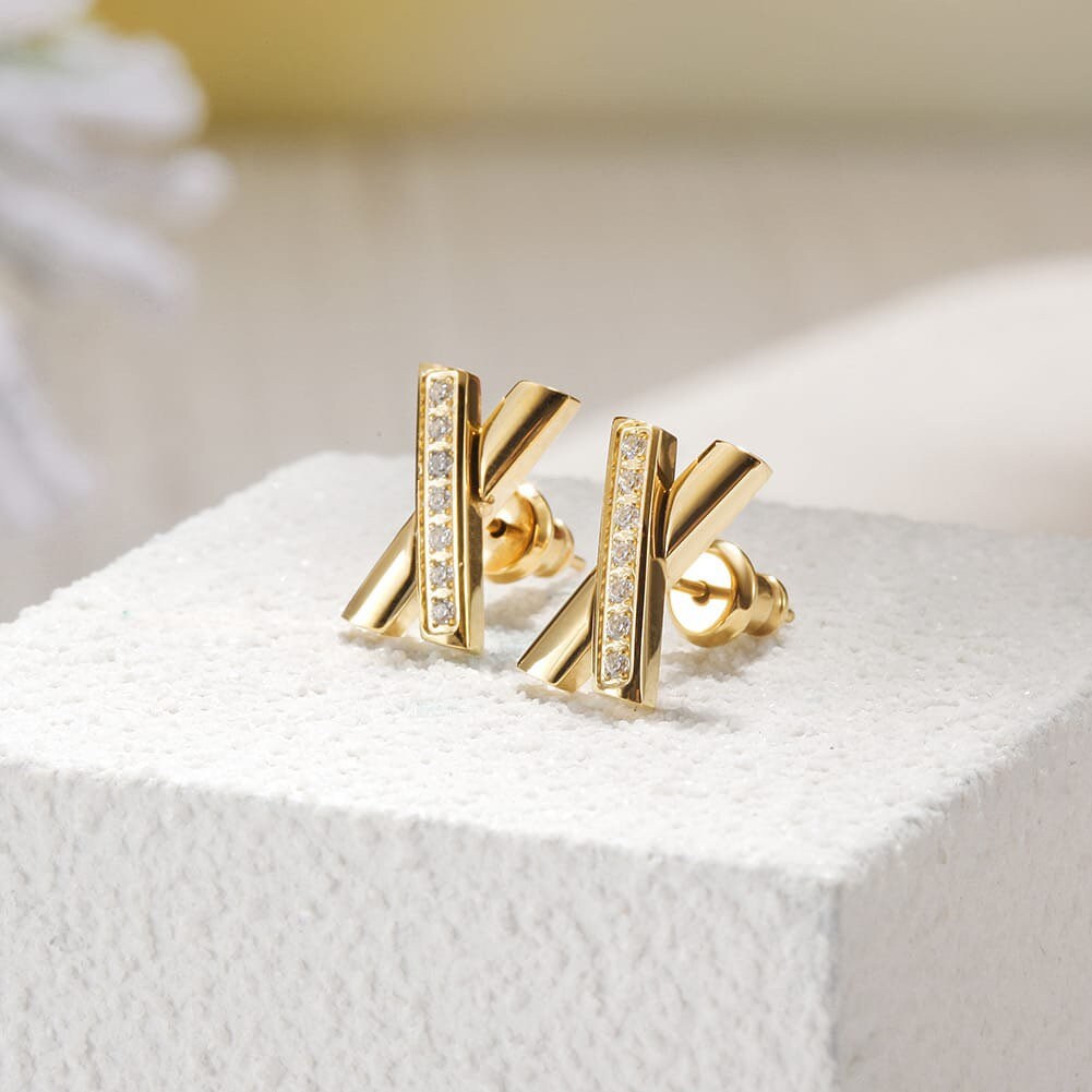 Crystal Bar Crossover Studs