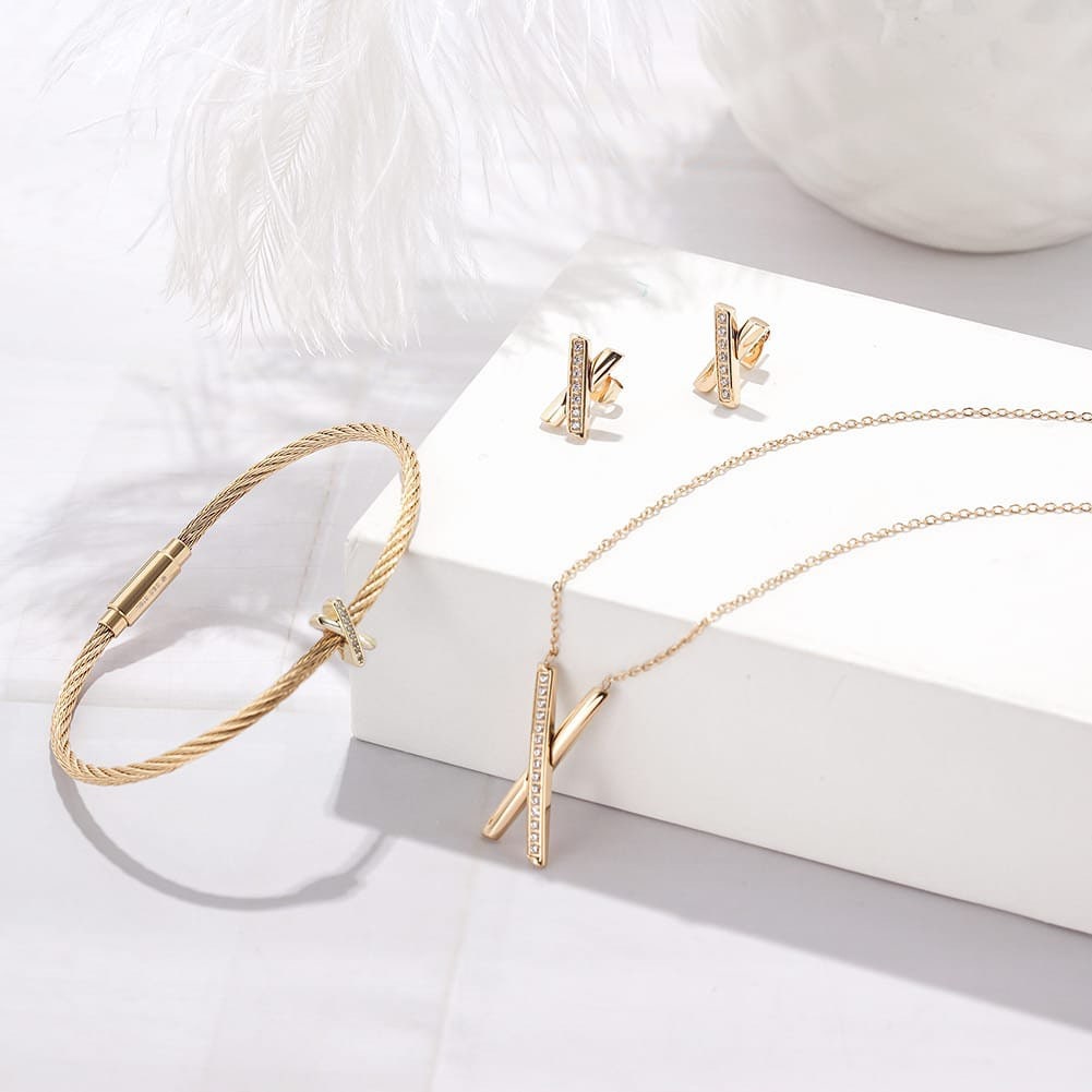 Minimalist Cable Wire Bangle with Elegant “X” Accent