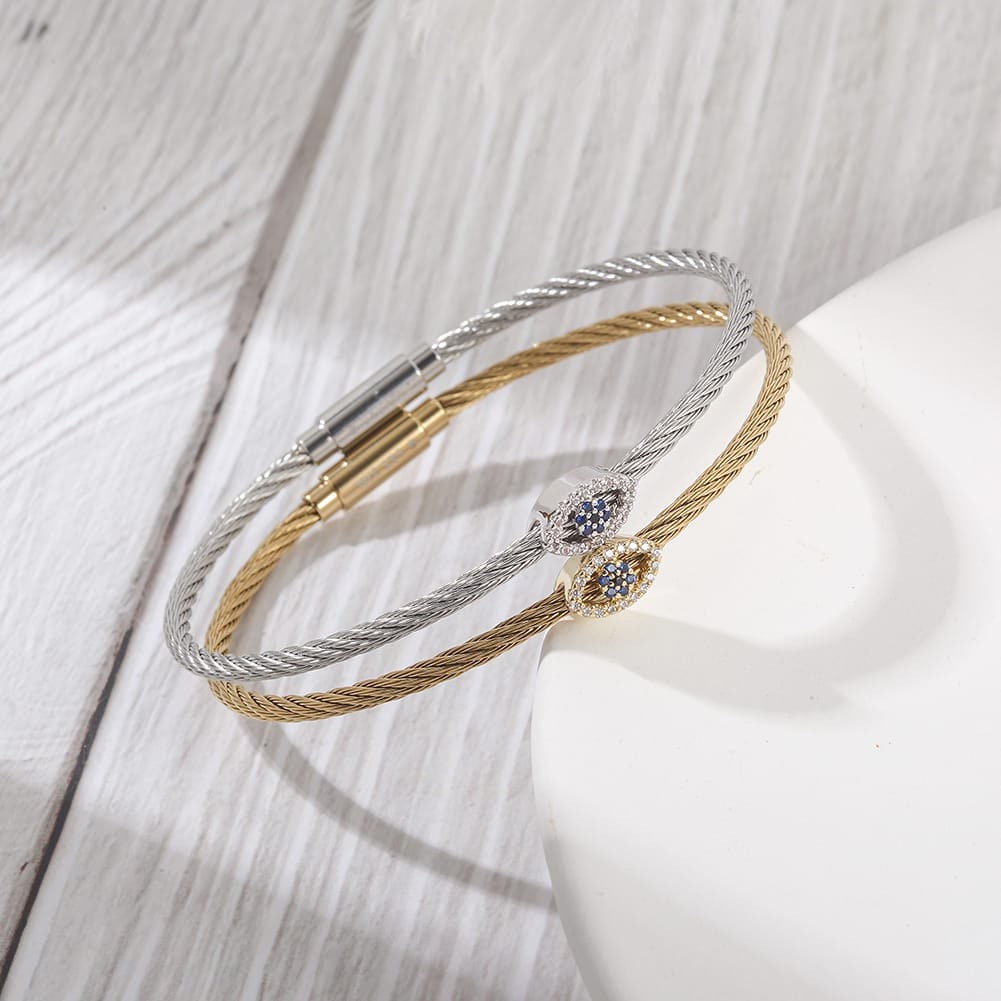 Cable Wire Evil Eye Bracelet