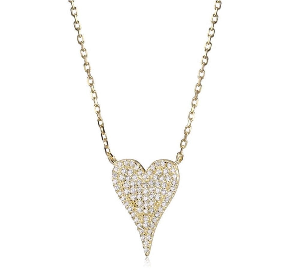 Gold Pavé Heart Necklace
