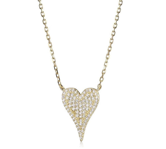 Gold Pavé Heart Necklace