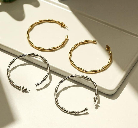 Large bamboo hoop earrings
