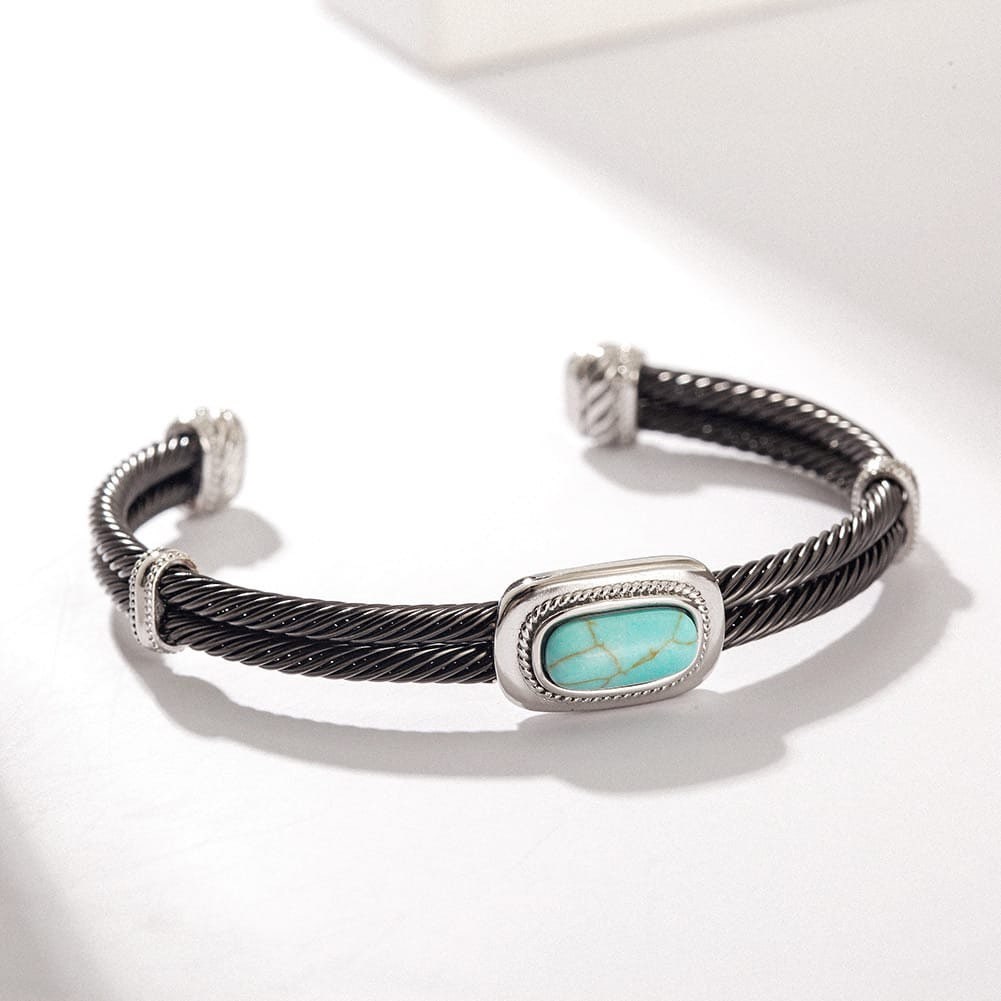 Twisted Cable Cuff with Turquoise Accent