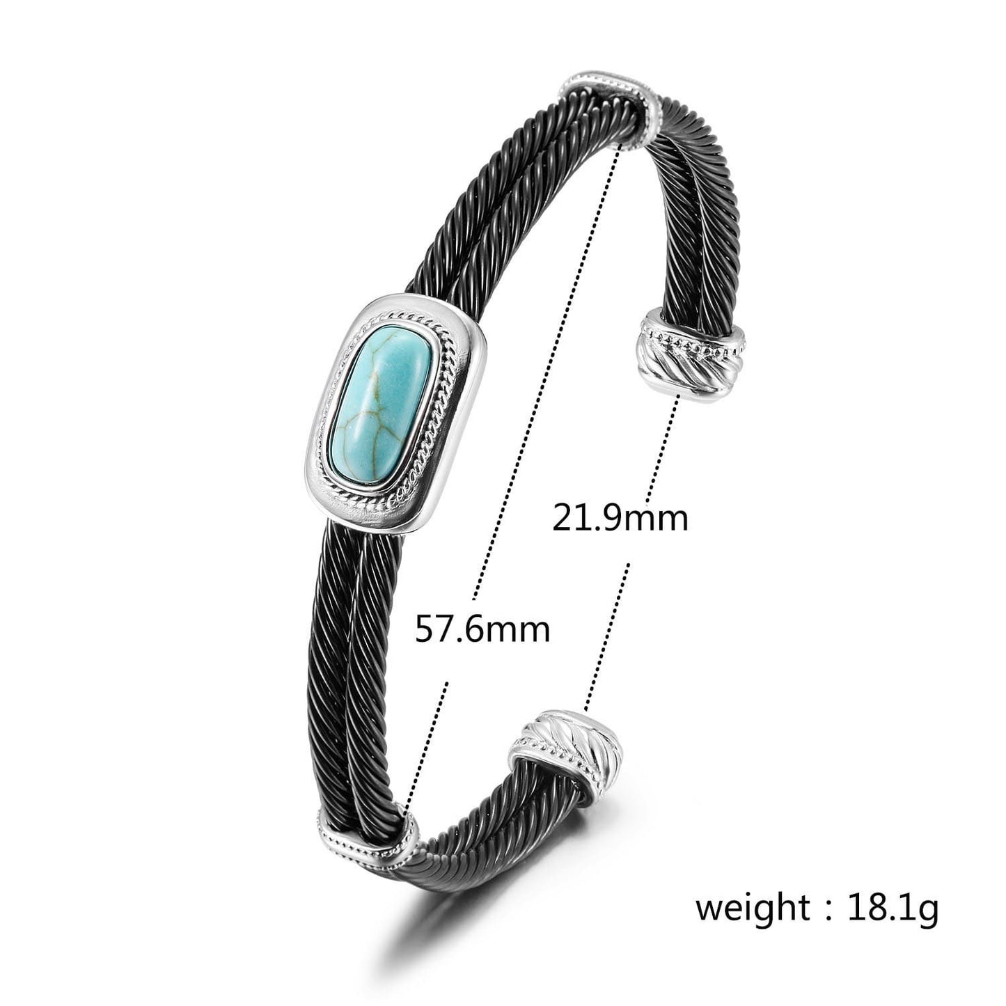 Twisted Cable Cuff with Turquoise Accent