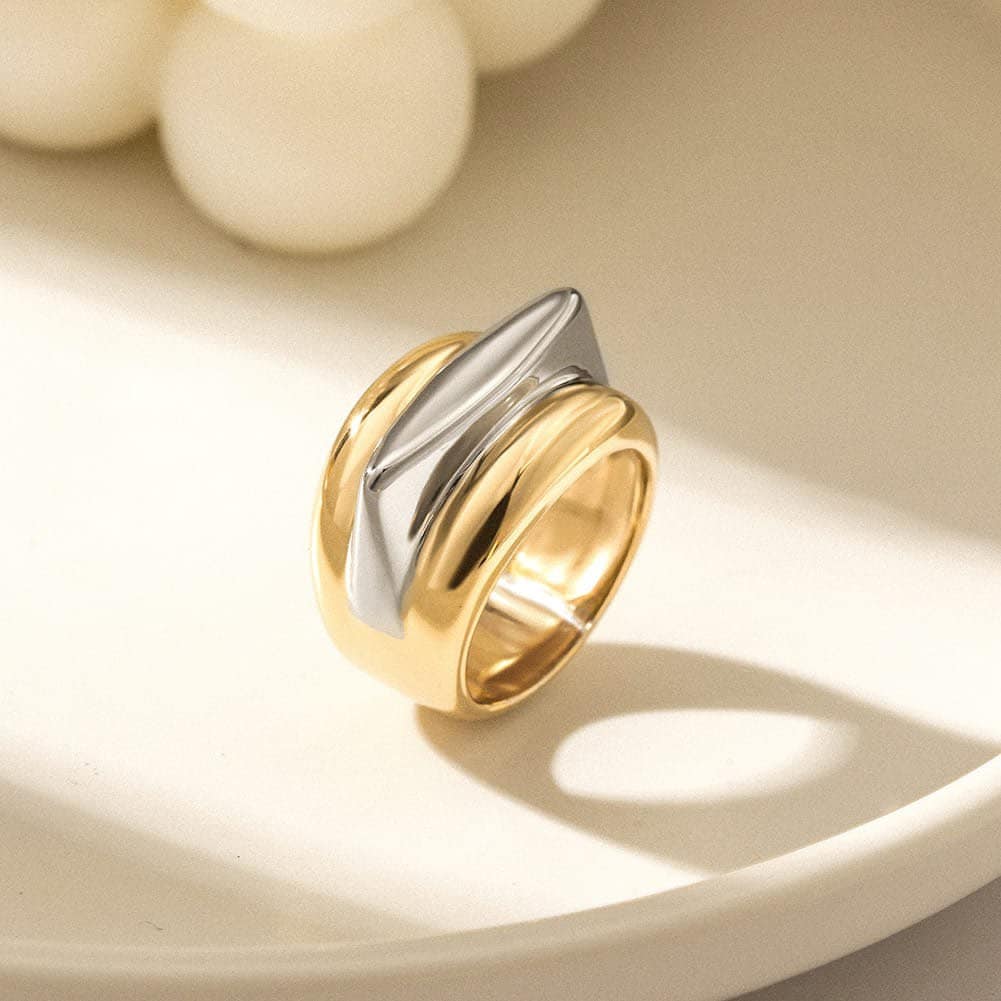 Sculpted Dual-Tone Dome Ring