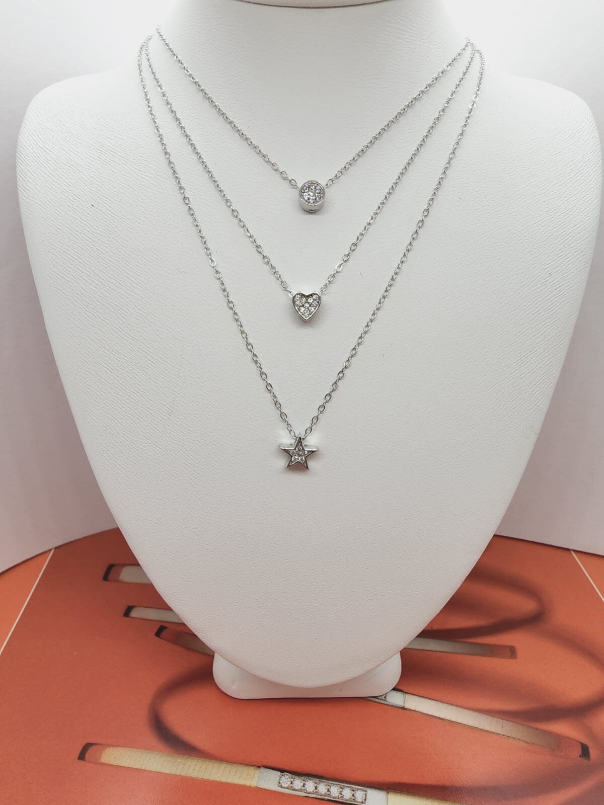 Triple Layered, Heart, Star and Moon Necklace