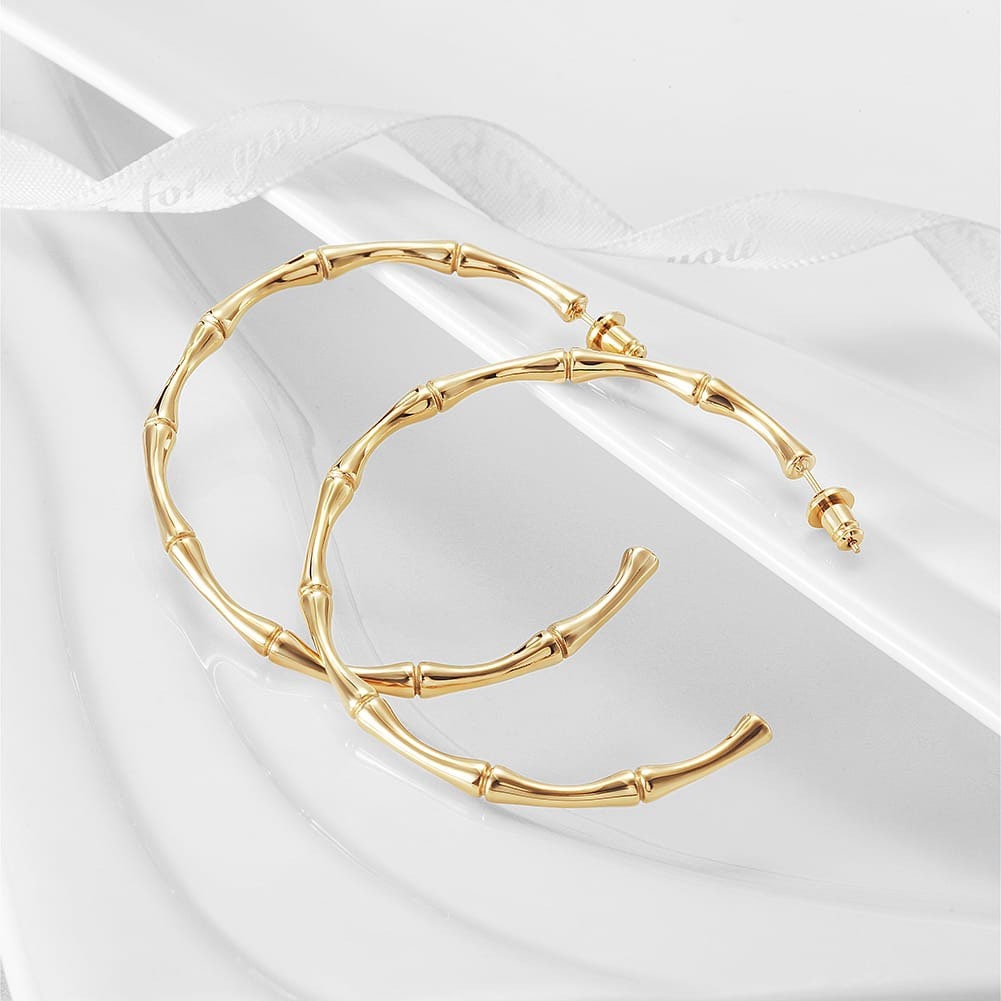 Large bamboo hoop earrings
