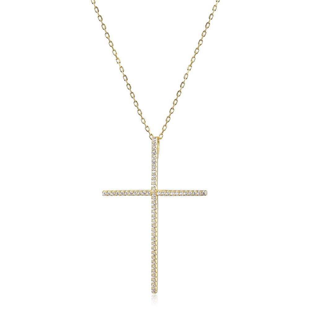 Thin long cross necklace