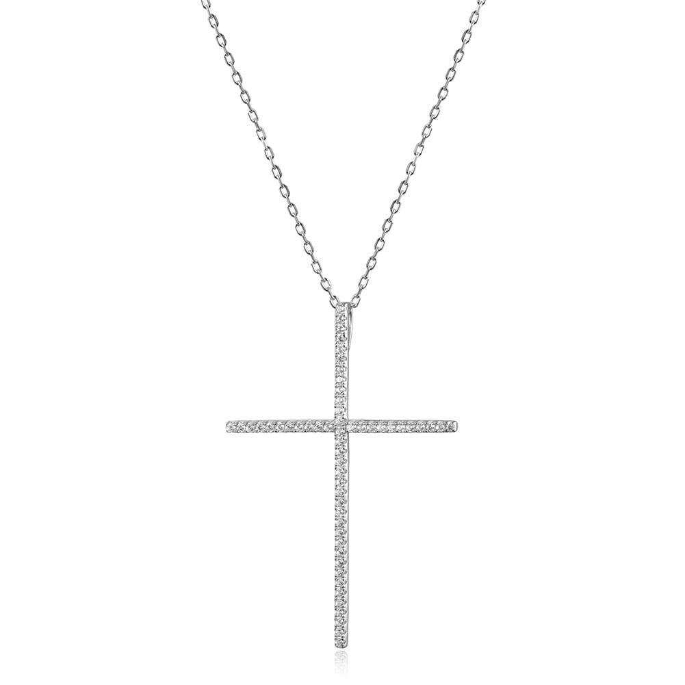 Thin long cross necklace
