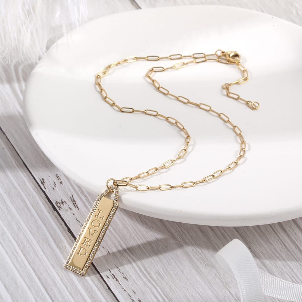 “LOVED” Gold Tag Necklace