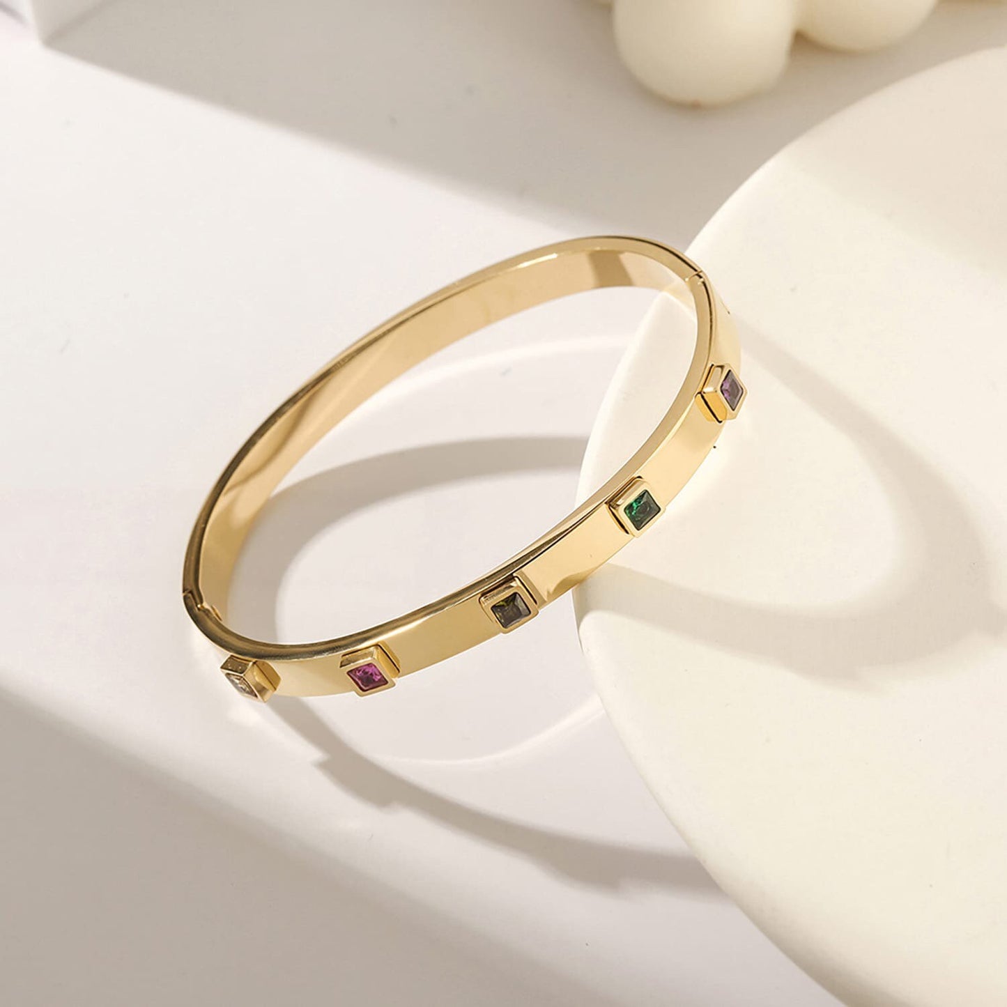 Gemstone Accent Gold Bangle Bracelet