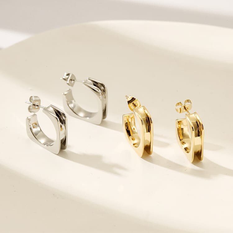 Modern Square Hoop Earrings