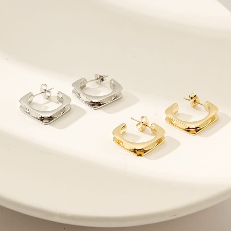 Modern Square Hoop Earrings