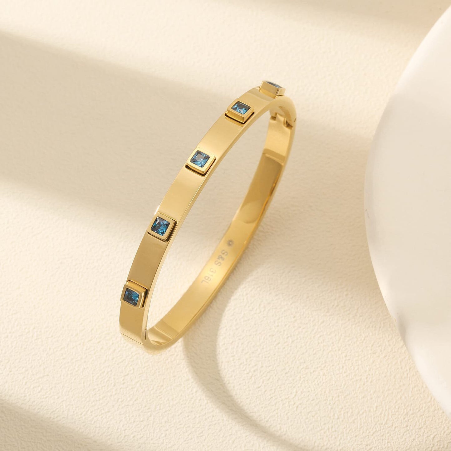 Gemstone Accent Gold Bangle Bracelet