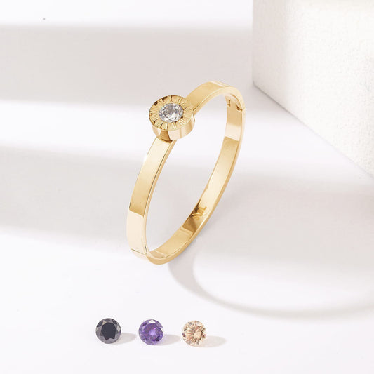 Interchangeable Solitaire Stone Bracelet – Gold Finish