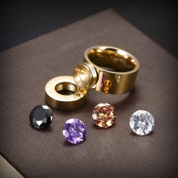 Interchangeable Gemstone Statement Ring – Gold Finish