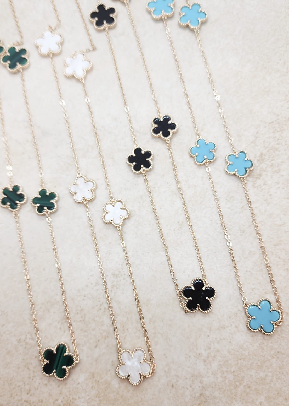Clover Charm Enamel Necklace – Gold Chain