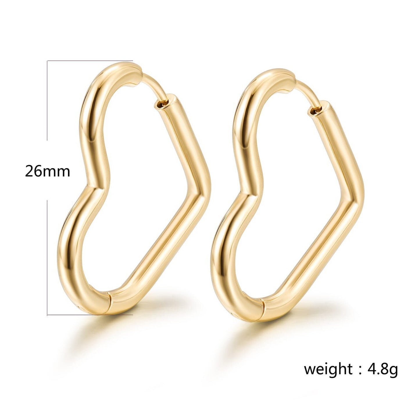 Modern Gold Heart Hoop Earrings