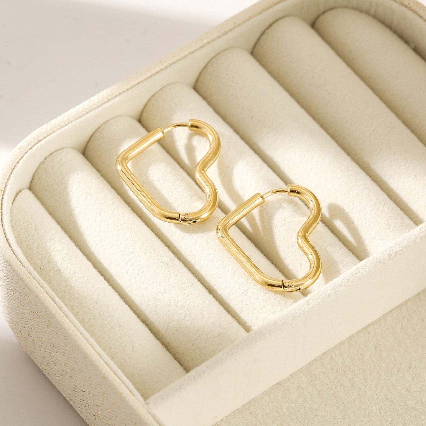 Modern Gold Heart Hoop Earrings
