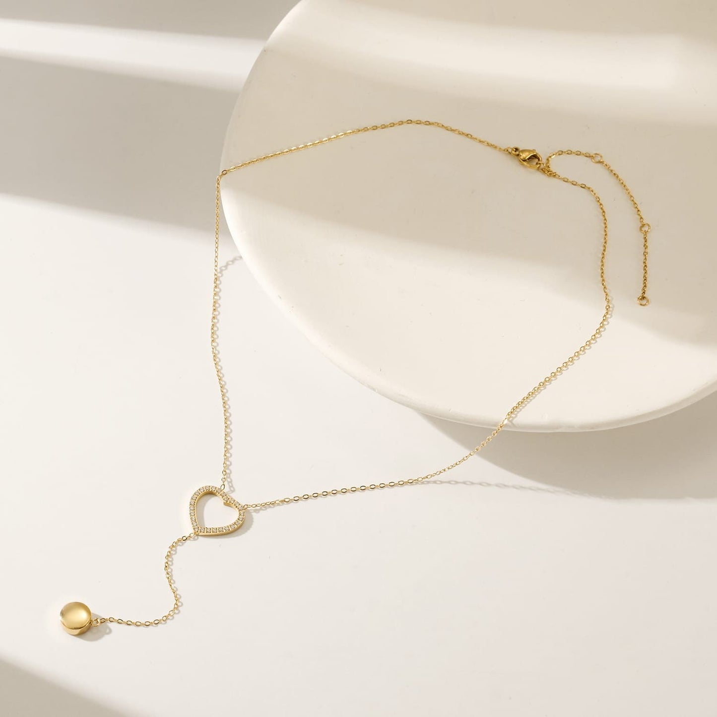 Open Heart CZ Lariet necklace