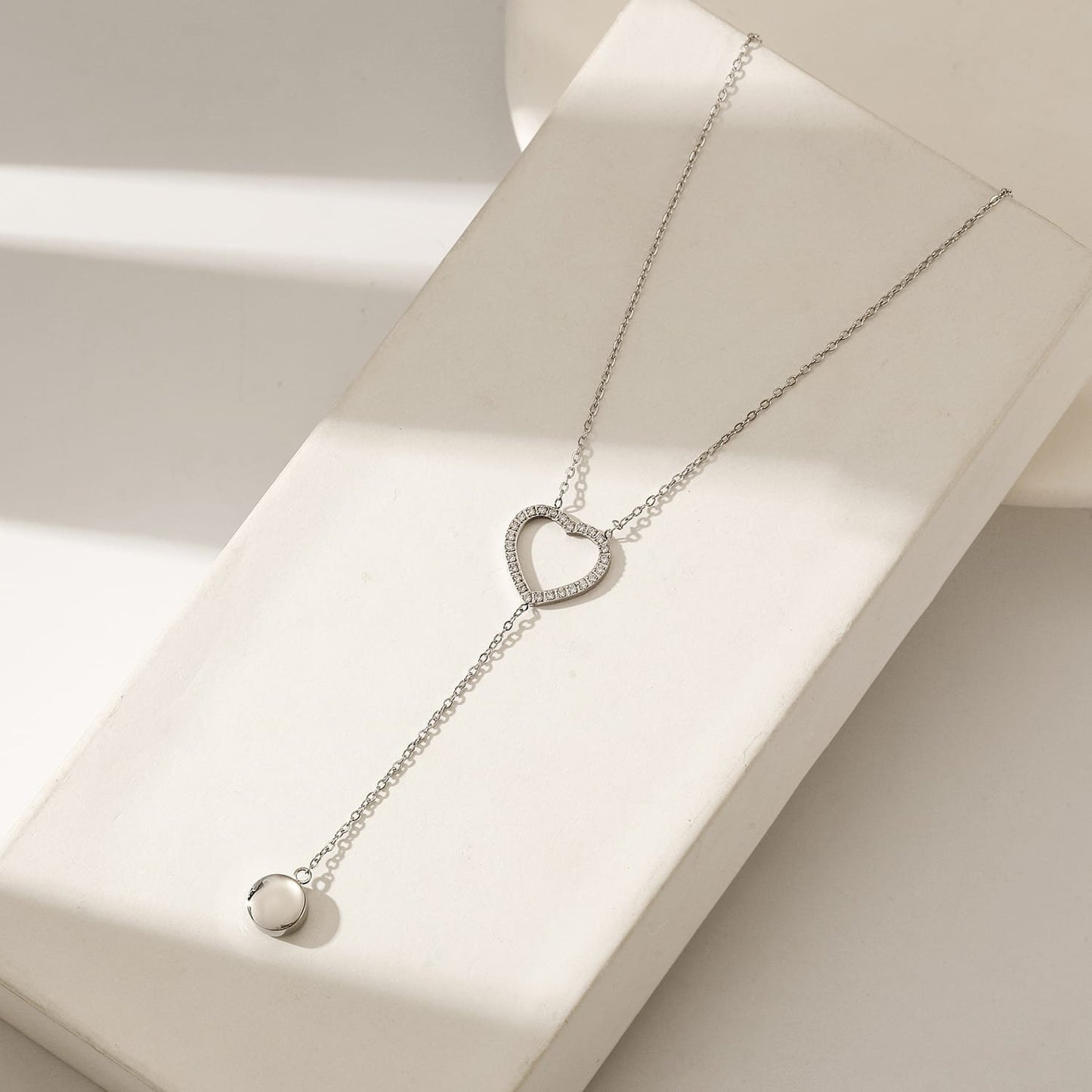 Open Heart CZ Lariet necklace