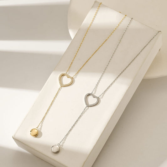 Open Heart CZ Lariet necklace
