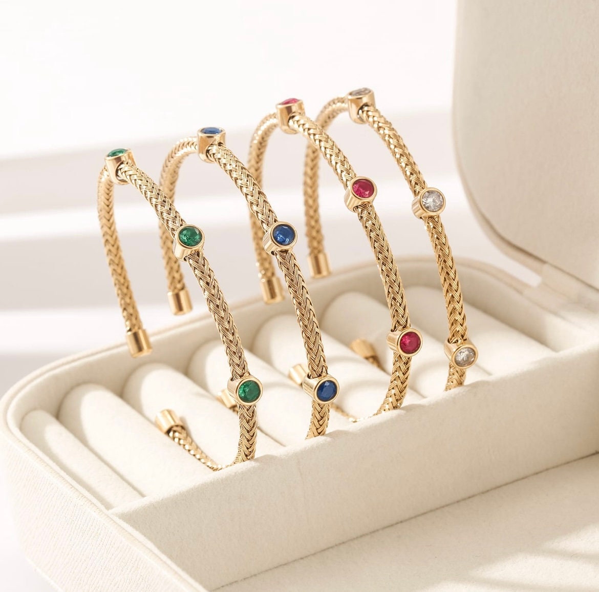 Braided Gemstone Cuff Bracelet