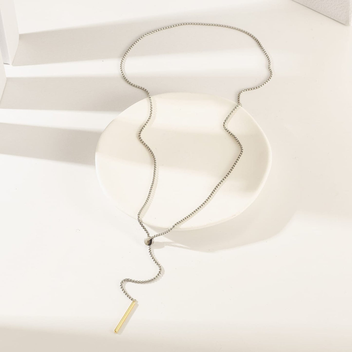 Sleek Bar Lariat Necklace