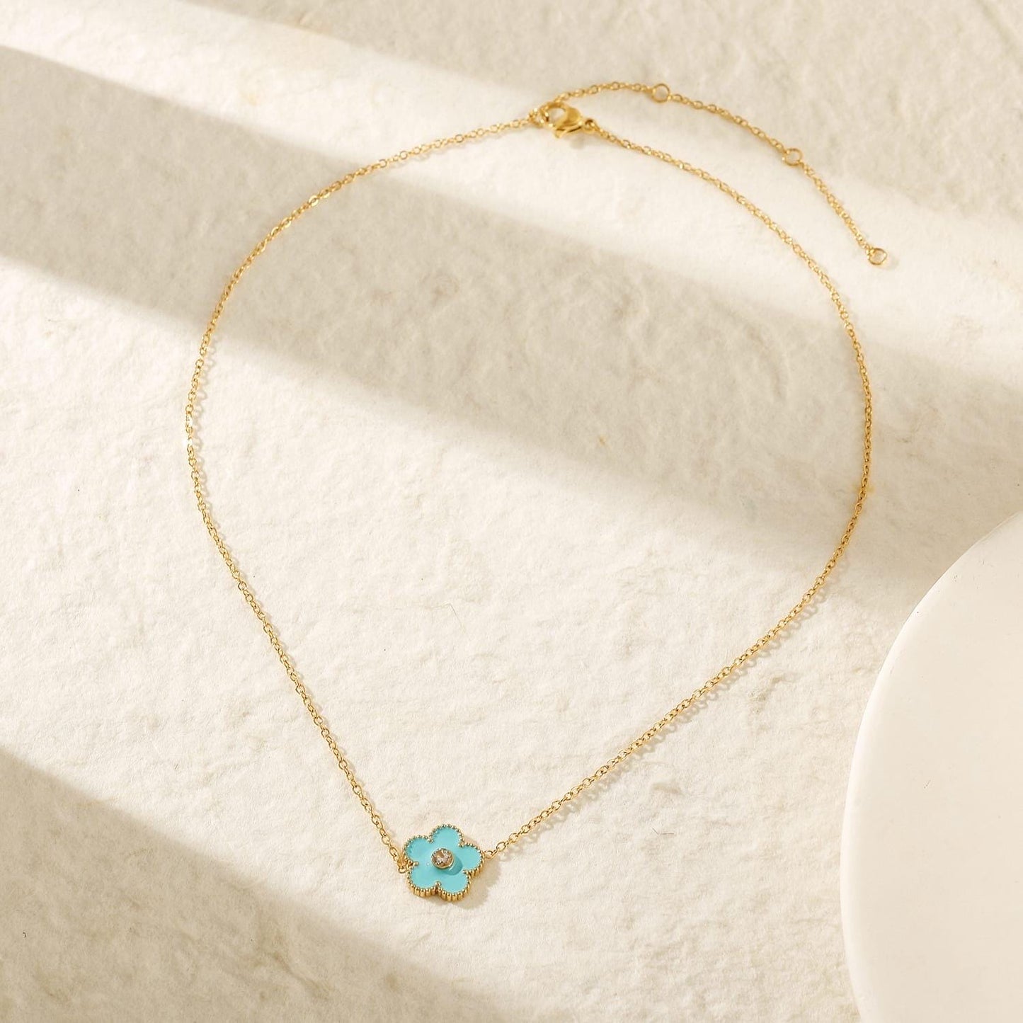 Enamel Clover Pendant Necklace