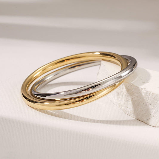 Interlocking Duo-Tone Bangle Bracelet