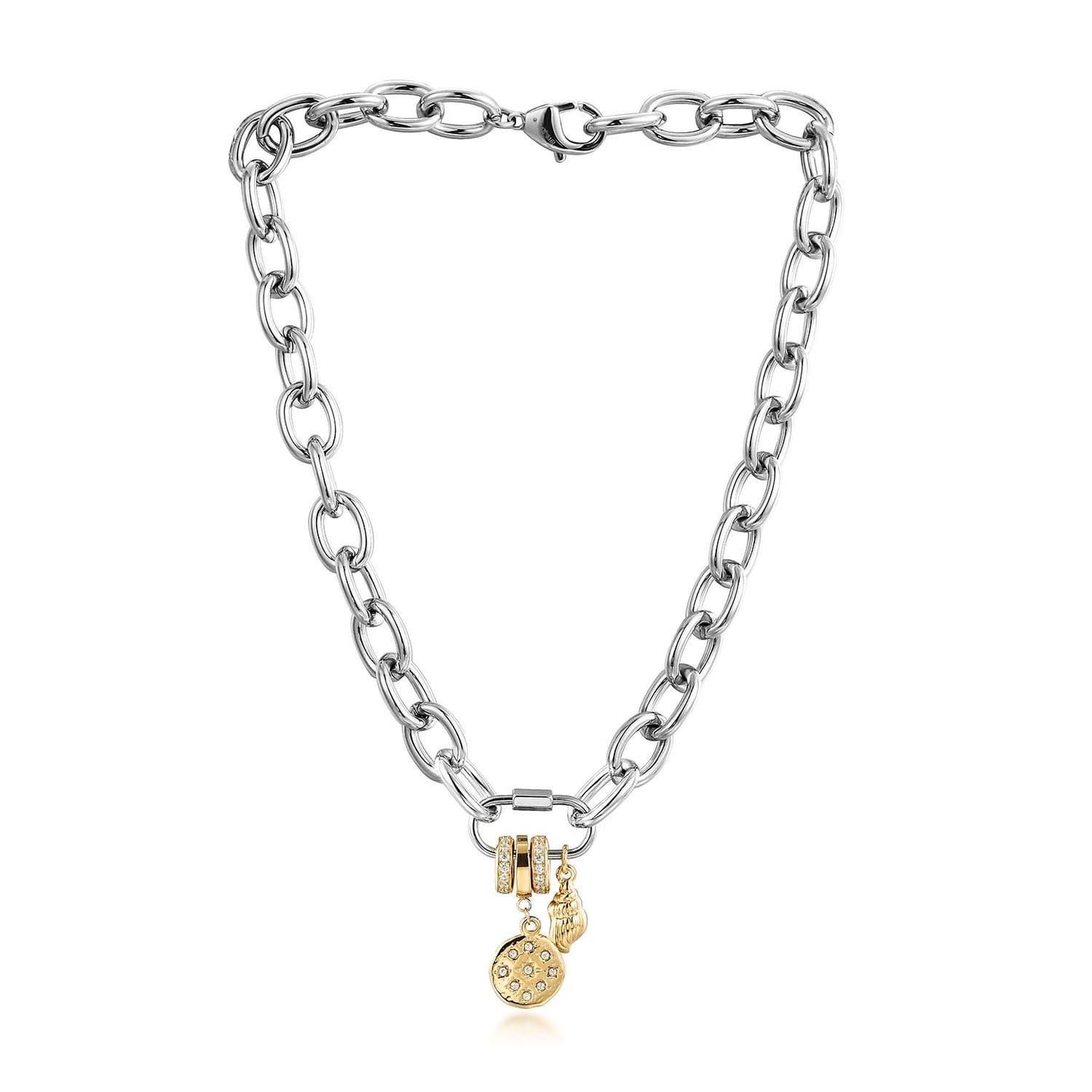 Bold Chain Necklace with Gold Charms
