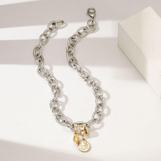 Bold Chain Necklace with Gold Charms