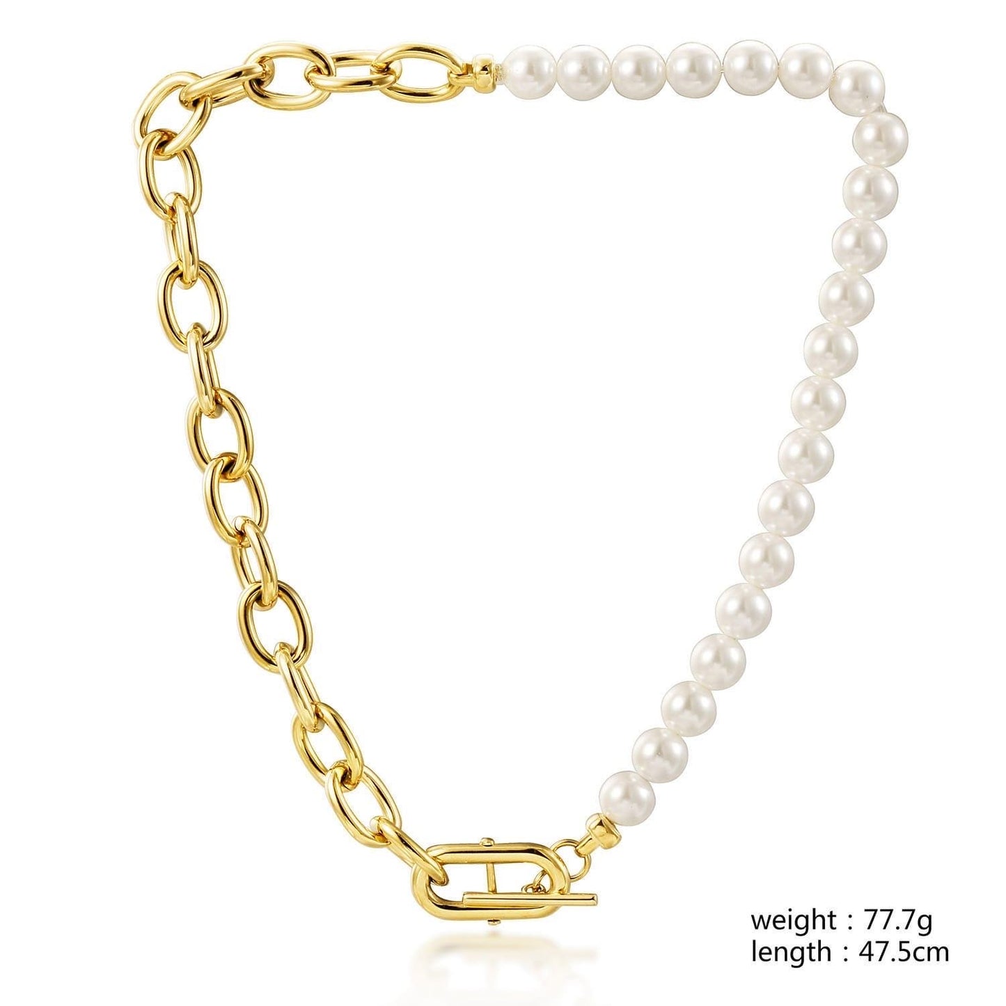 Pearl & Gold Chain Link Necklace