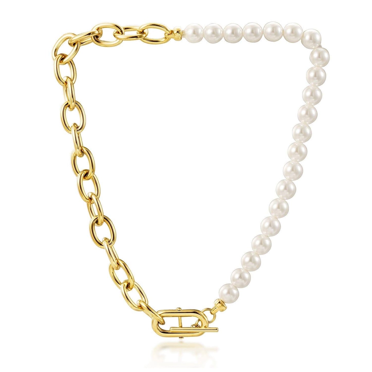 Pearl & Gold Chain Link Necklace