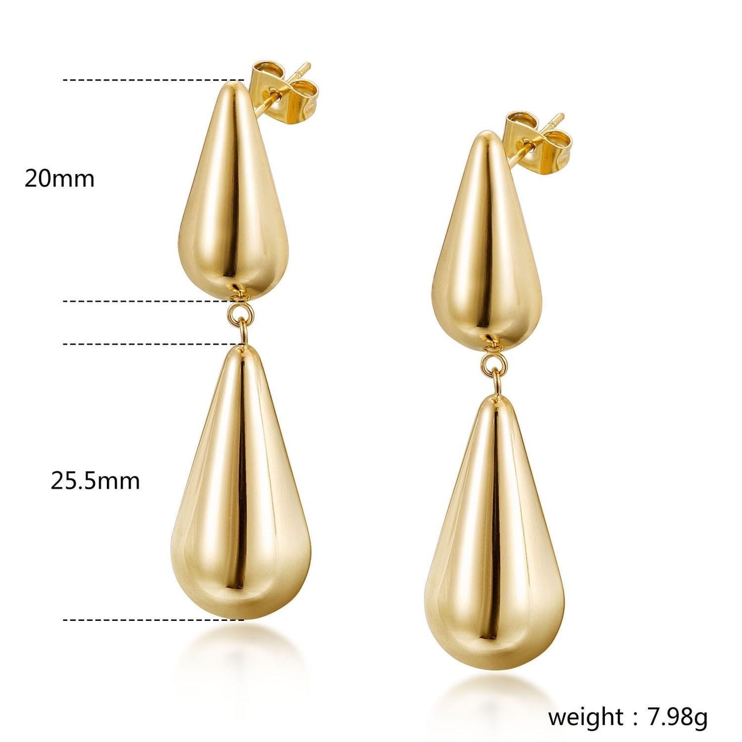 Bold Gold Teardrop Statement Earrings