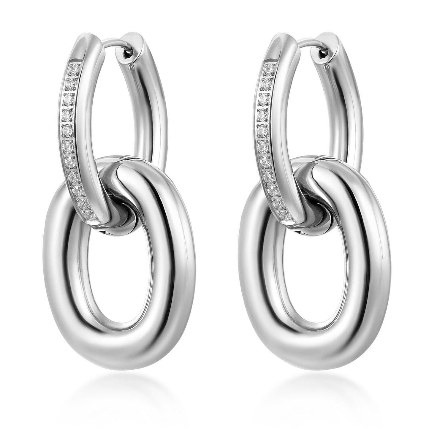 Oval Link Hoop Earrings