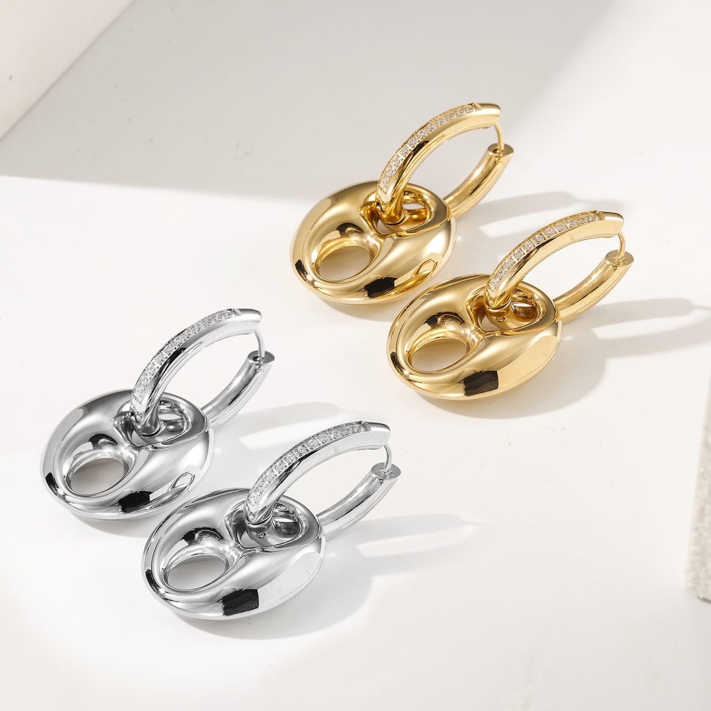 Oval Link Hoop Earrings