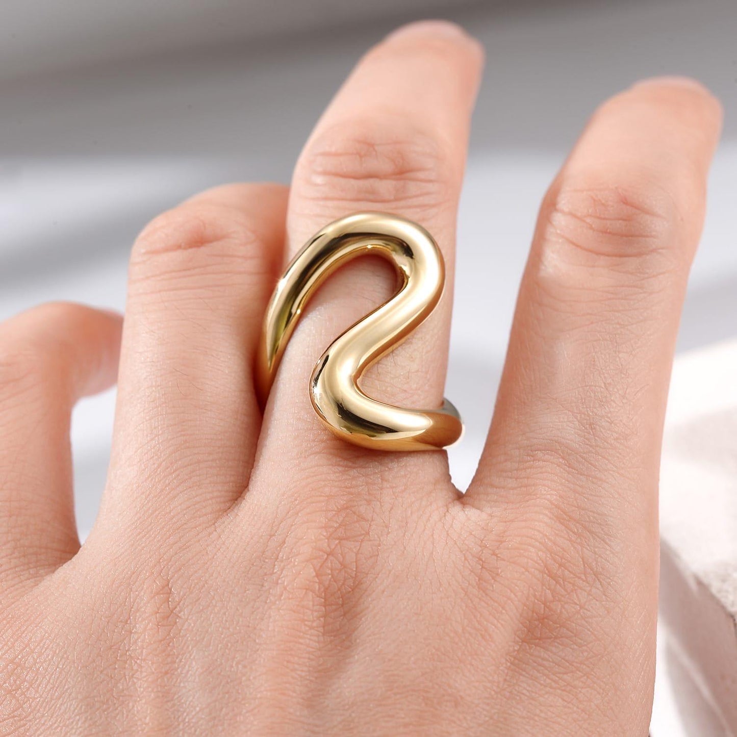 Bold Wave Statement Ring