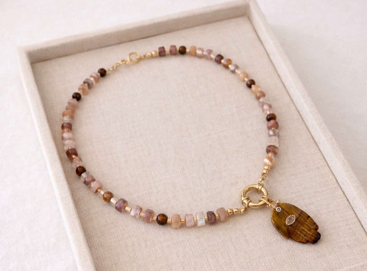Moonstone Harmony Hamsa Necklace