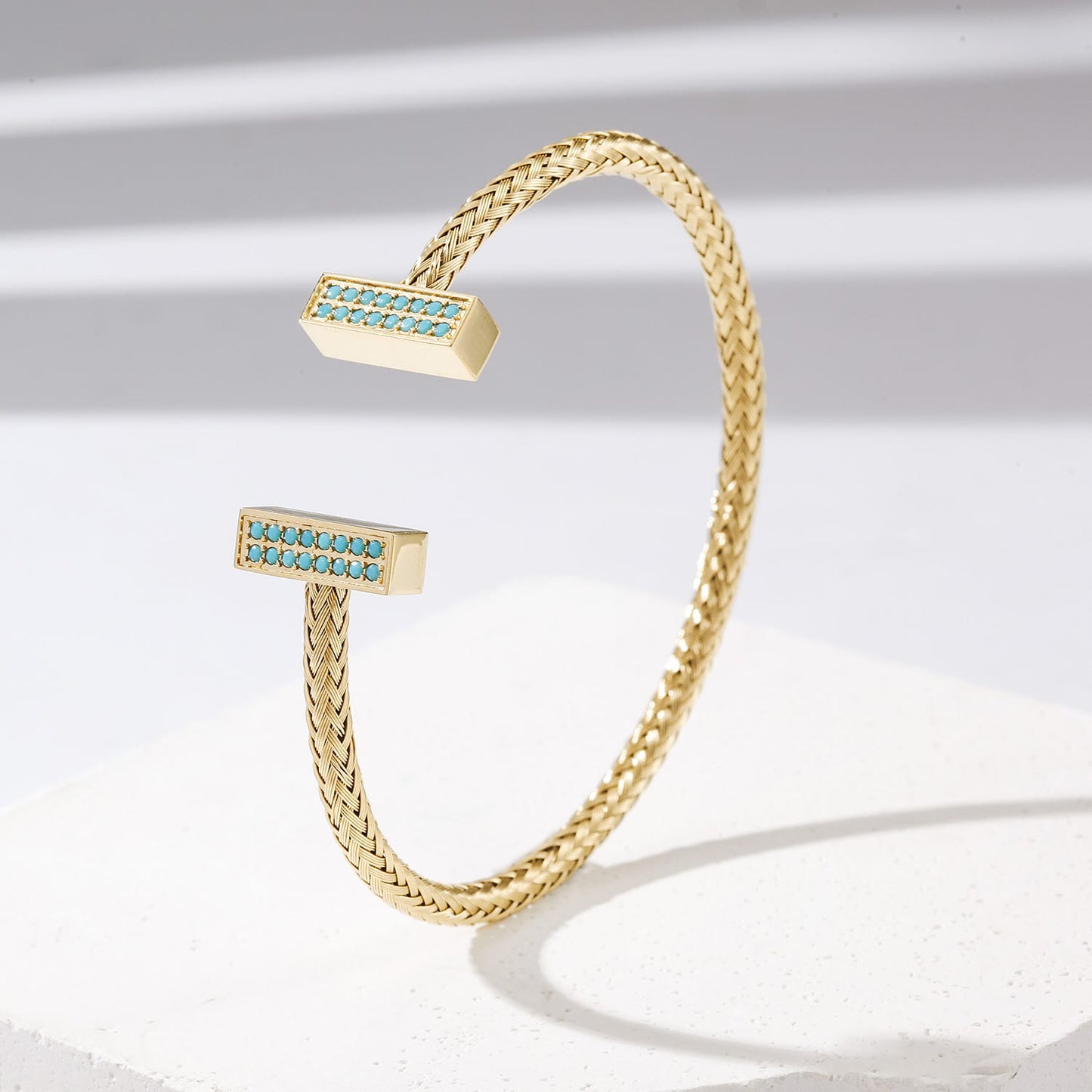 Gold Mesh Turquoise Bracelet - Timeless Statement Bracelet