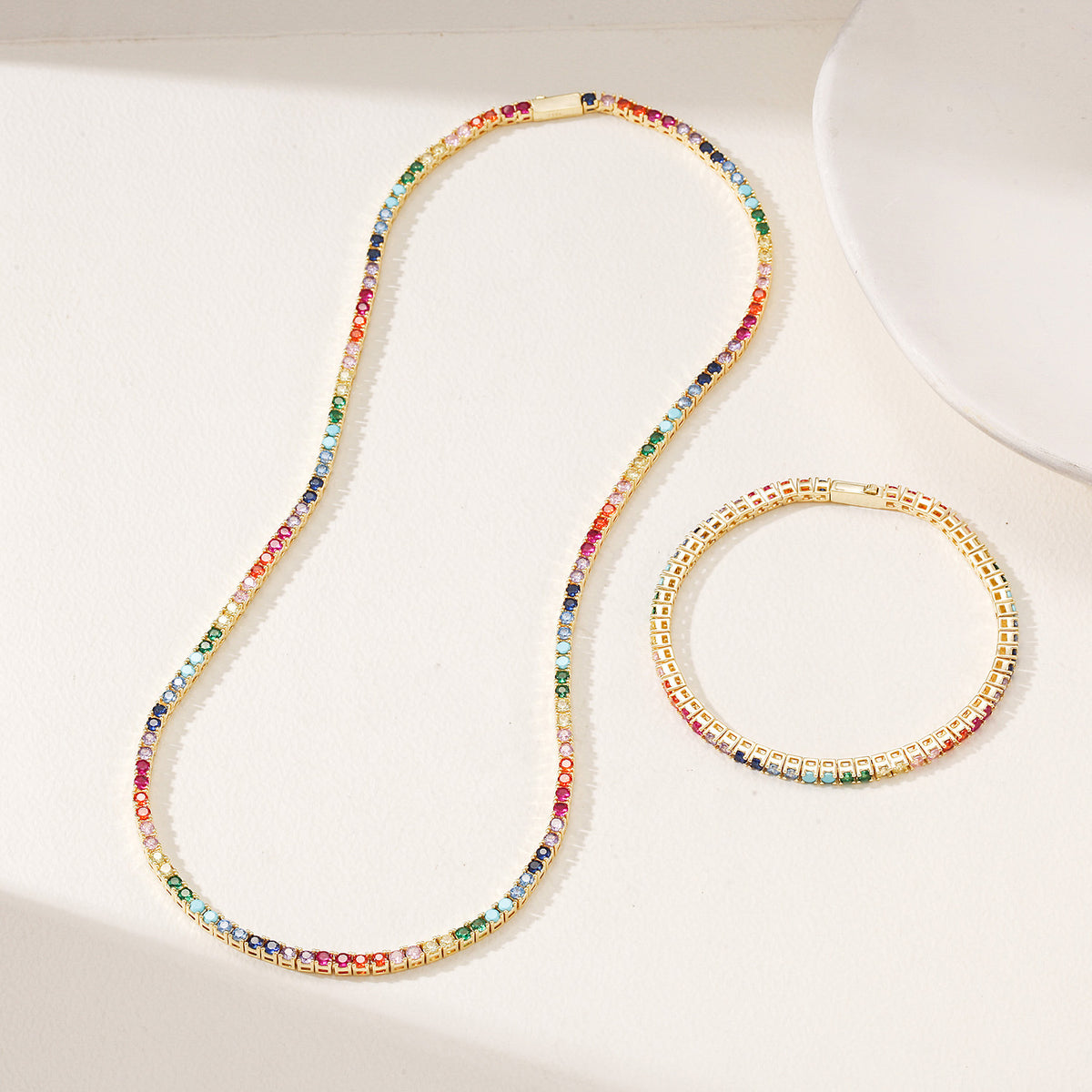 Chroma Rainbow Tennis Necklace
