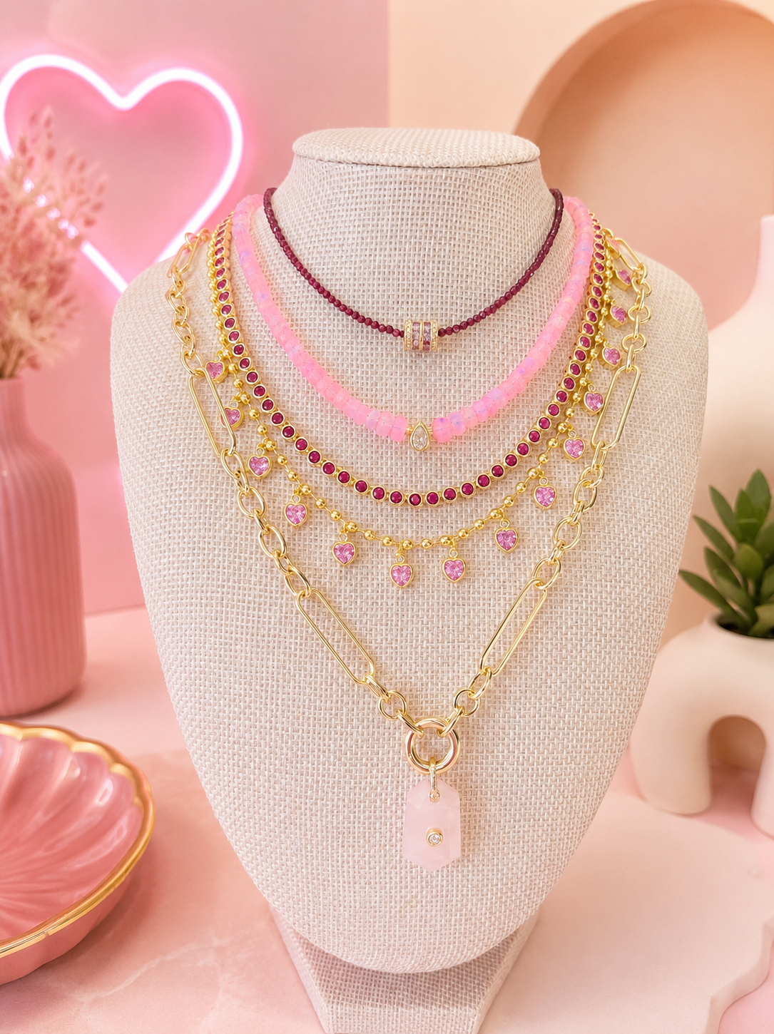 Blush Opal Teardrop Necklace