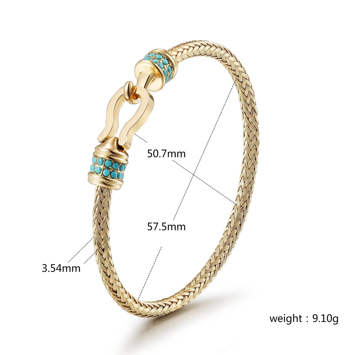 Gold Mesh Turquoise Bracelet - Timeless Statement Bracelet