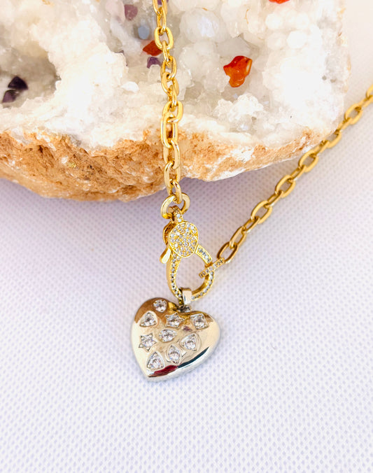Golden Galaxy Heart Pendant
