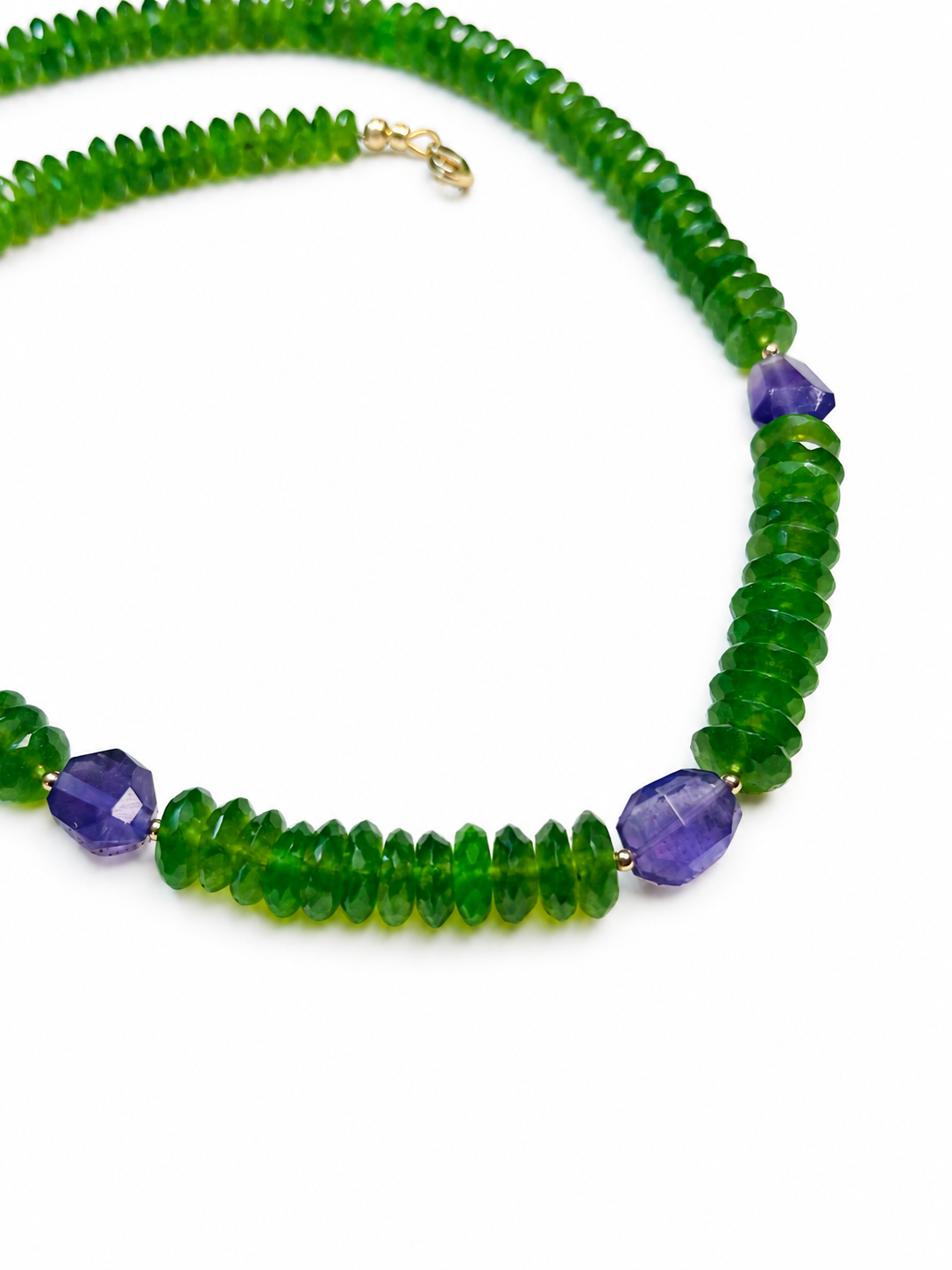 Green Onyx & Amethyst German Cut Necklace