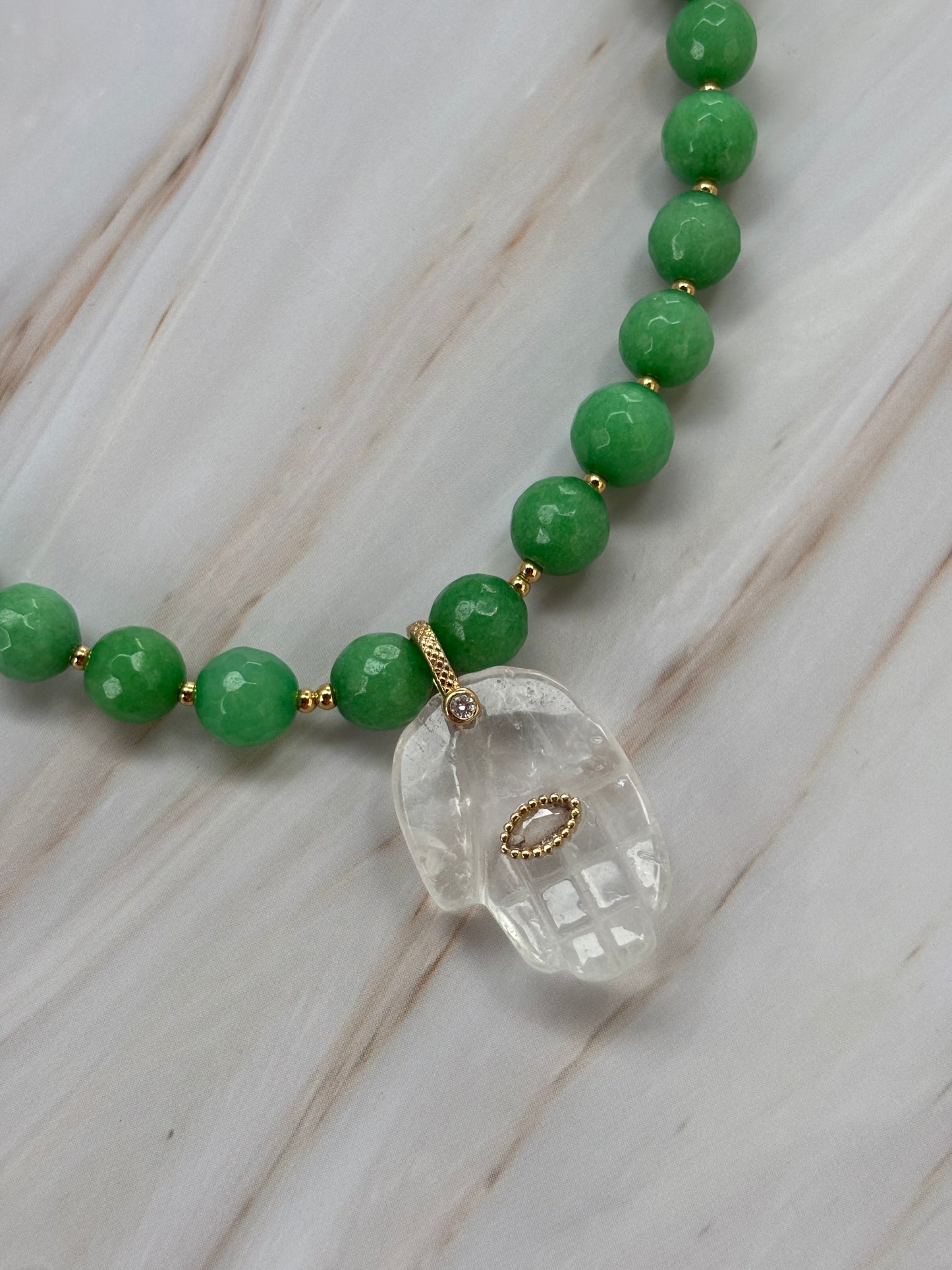 Emerald Guardian Hamsa Necklace