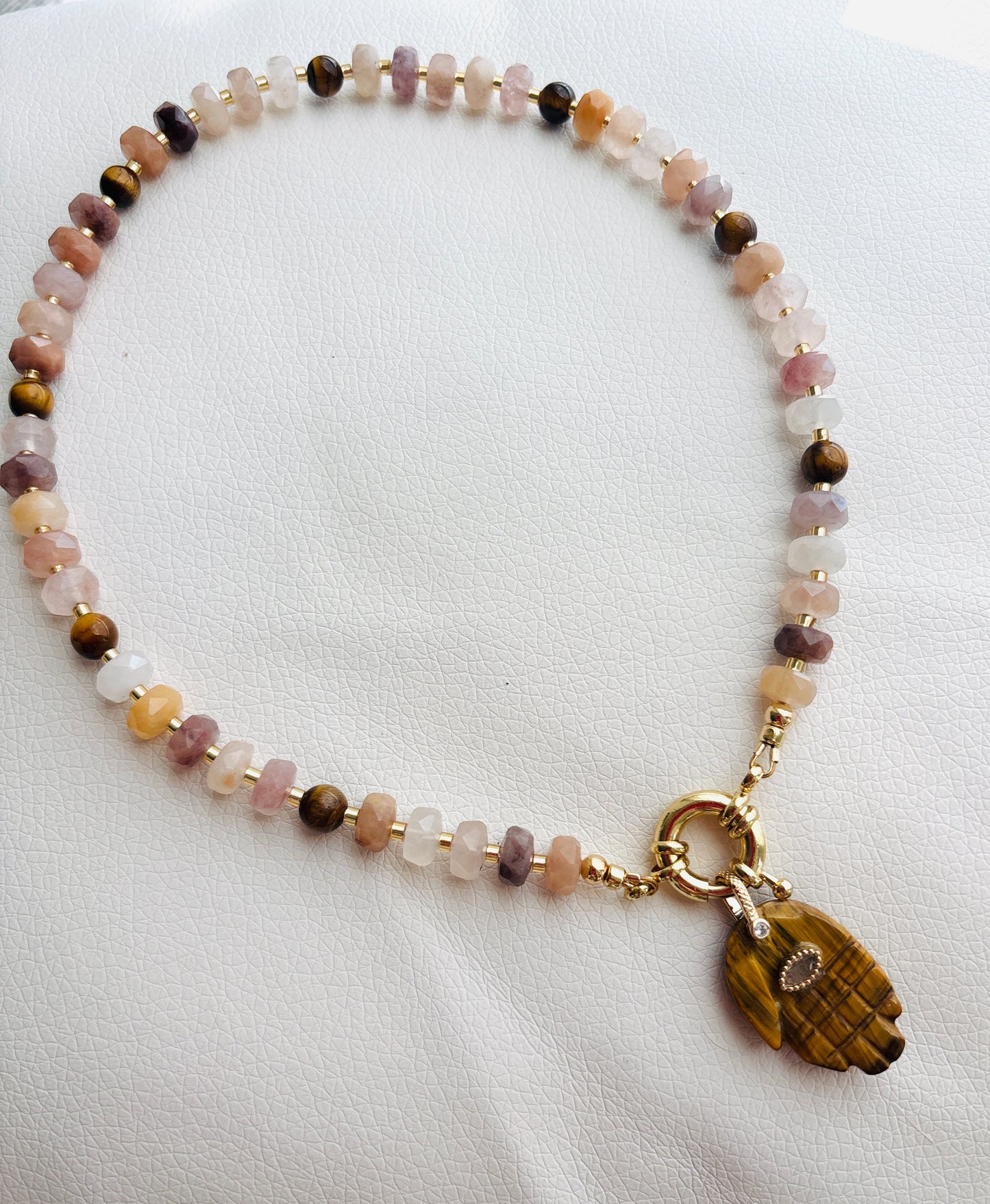 Moonstone Harmony Hamsa Necklace