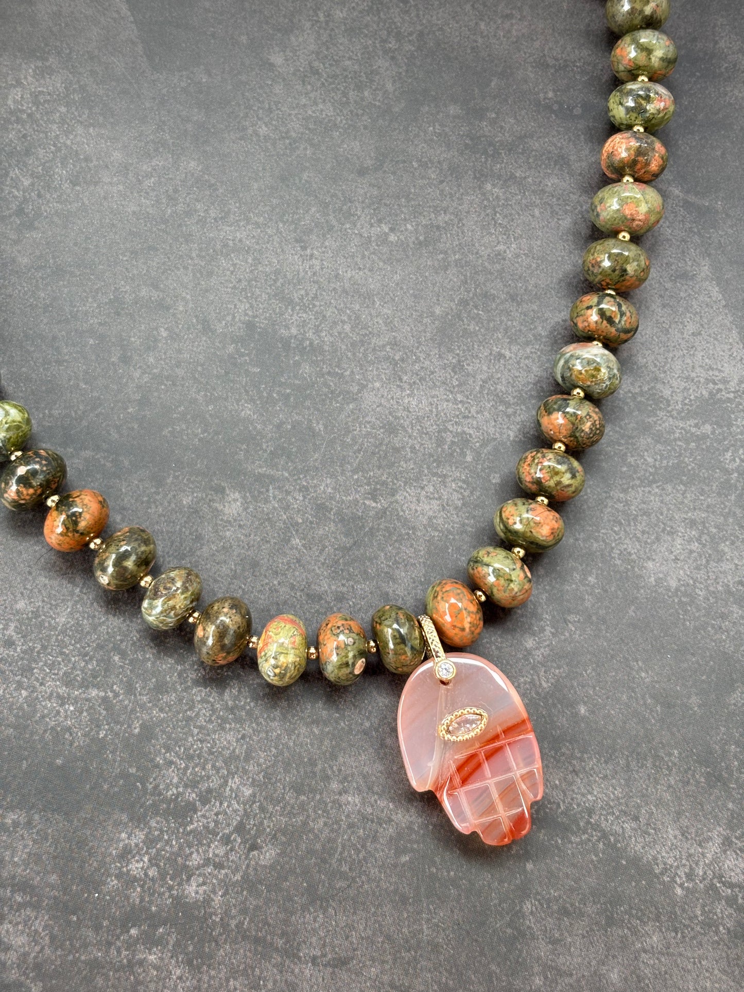 Sacred Terra Unakite Hamsa