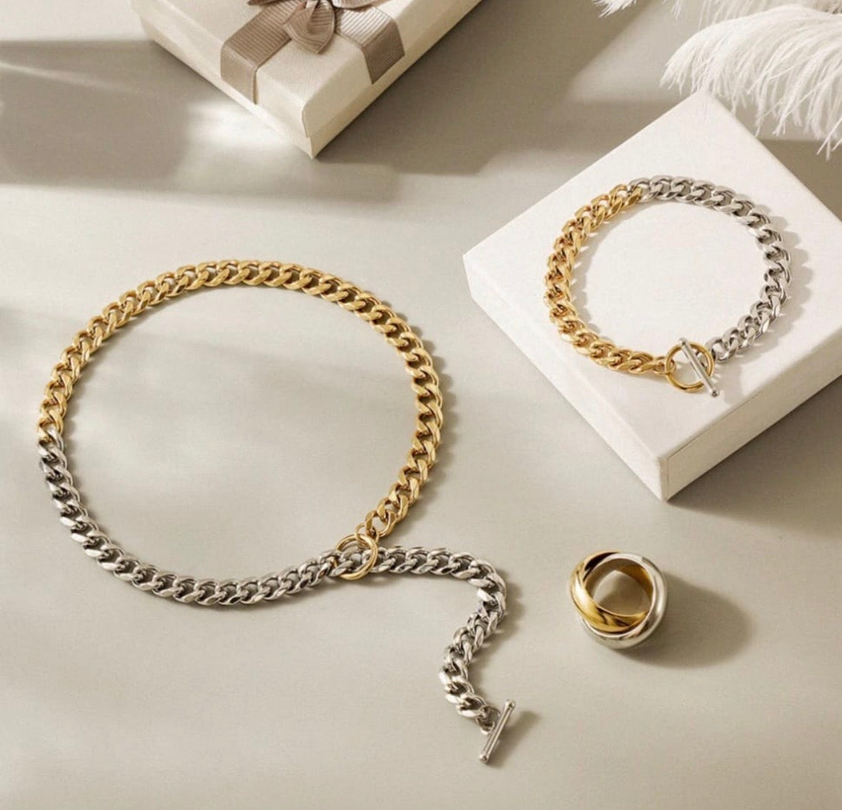 Two tone stainless steel chain